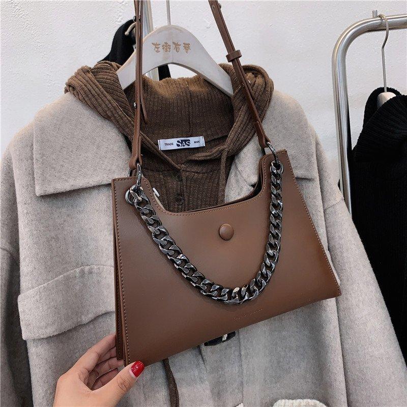

Vintage Luxury Shoulder Bag Women 2021 New High Quality Chain Designer Handbags and Purses Female Crossbody Bags 7050, Black