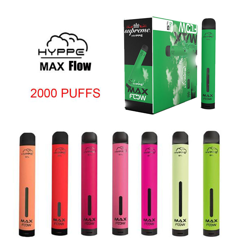 

Hyppe Max FLow Disaposable cigarettes Vape Pen 2000 Puffs 6.0ml 5% Capacity 900mah Battery 10 colors VS bang XXL air bar geek flum float