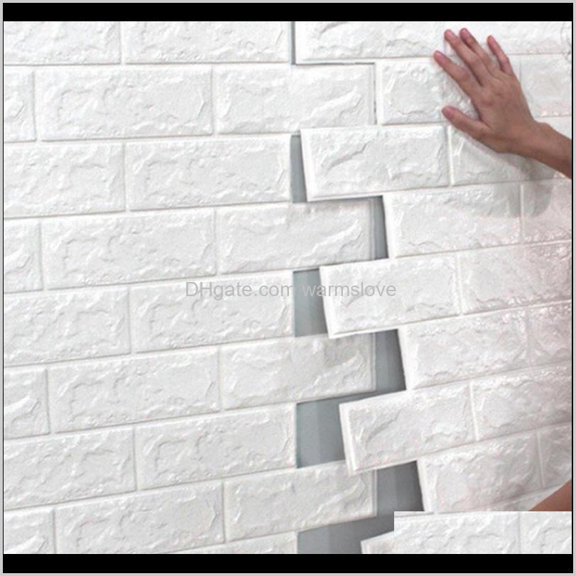 

70*77 10Pcs 3D Brick Wall Sticker Diy Self-Adhesive Decor Foam Waterproof Covering Wallpaper For Kids Room Kitchen Stickers Gjume Cmk1R