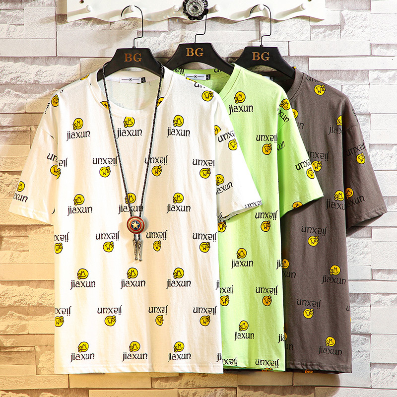 

New Fashion Short Sleeves o Neck Casual T-shirt White Men's Cotton 2021 Summer Clothes Top Tees Tshirt Oversize M-5xl Ceoa, T3205 2