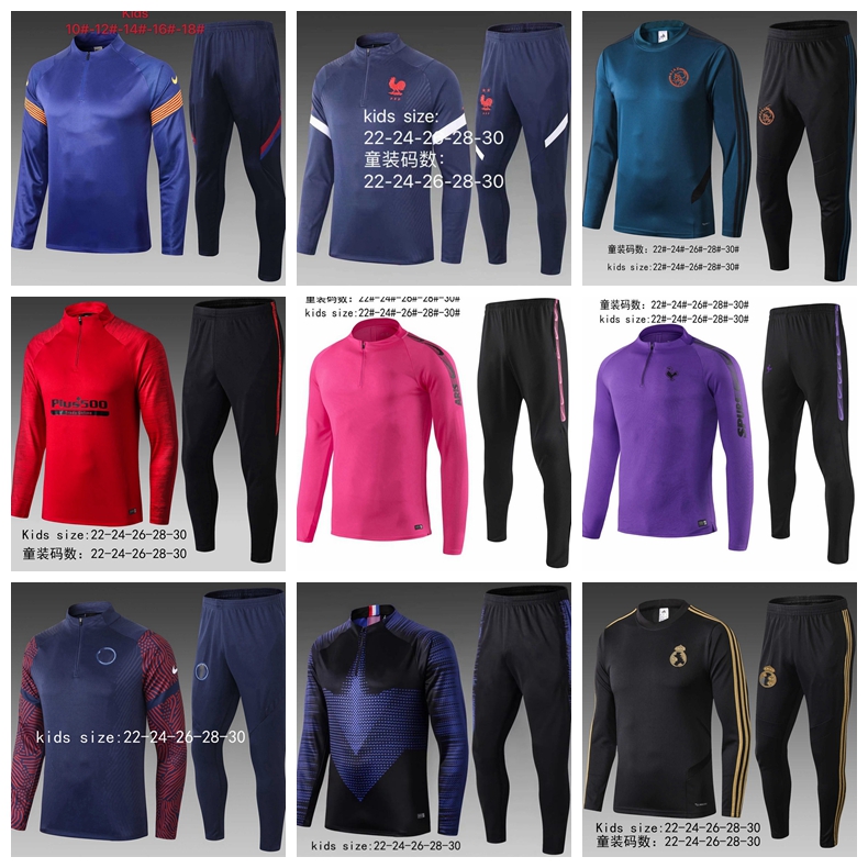

20 21 kids football training tracksuit child soccer training suit 2020 2021 boy MBAPPE survetement de foot chandal jogging #777, Gray