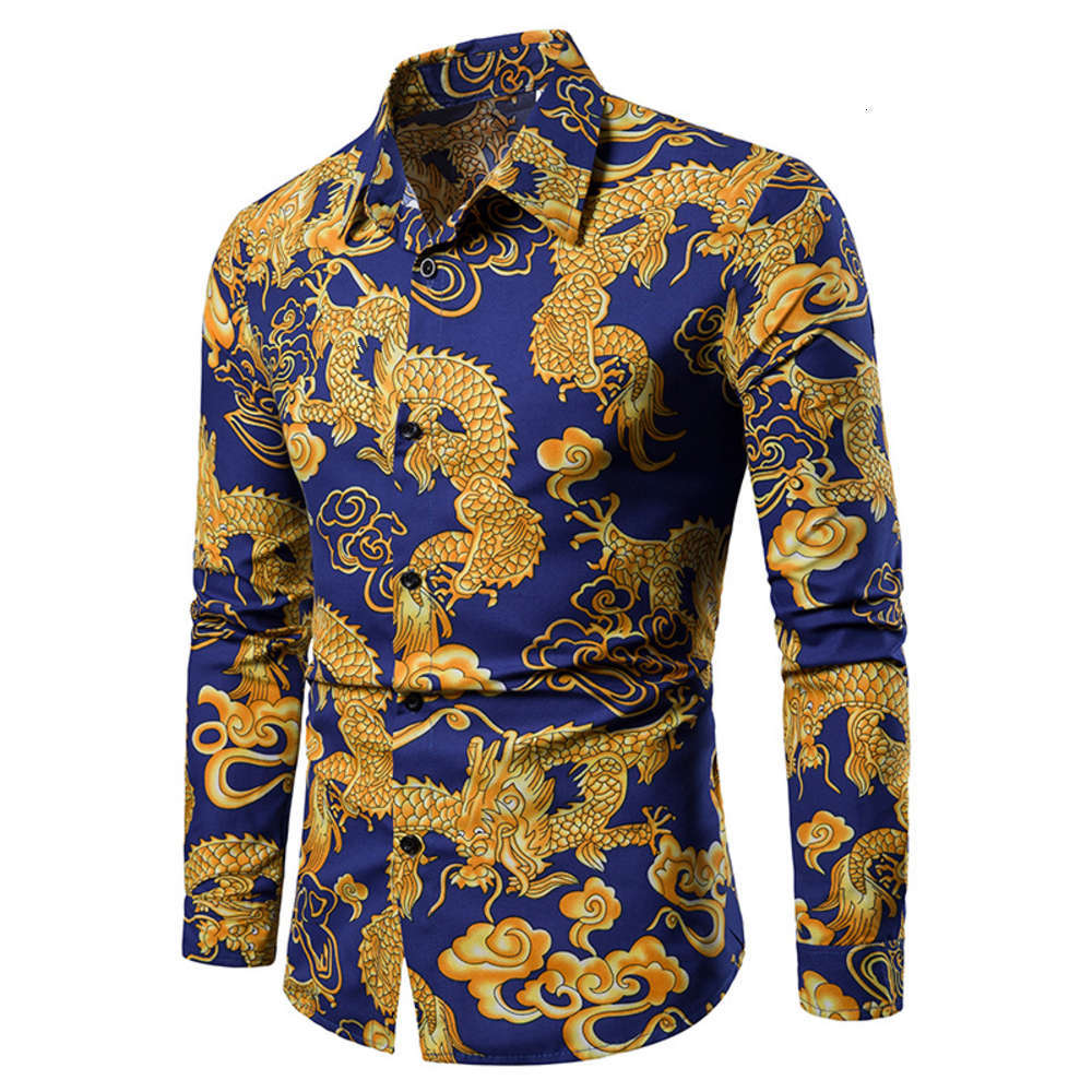 

19 new product platform Summer Youth Chinese style big body printing fashion slim trend men's casual shirt, White;black