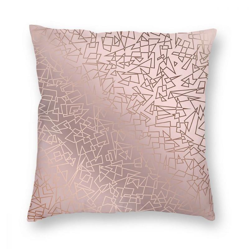 

Elegant Rose Gold Geometric Pattern Square Pillow Case Polyester Decorative Pillow Modern Graphic Awesome Pillowcase, White