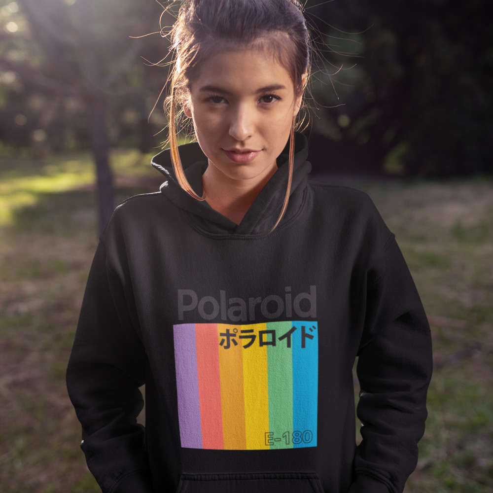 

Hip Hop Fashion Polaroid Japanese Long Sleeve Sweet Hoodies Women Cotton Oversized Blue Pullover Hoodie, Black