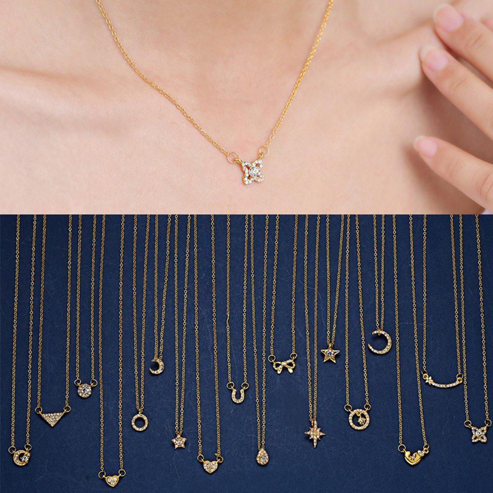 

Popular Star Sky Paper Card Dogeared Necklace Series A Variety Of Diamond Pendant Clavicle Chain Women's Personality Jewelry Wholesale, Silver