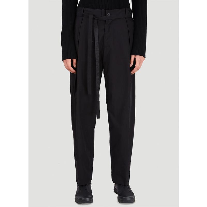 

Men's Pants Black Loose Casual Harlan Trendy Large Fashion Self-Tied Belt Versatile Slim