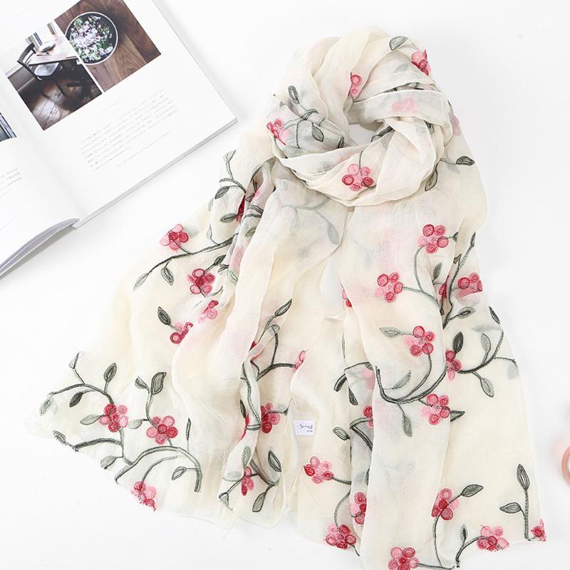 

Scarves 25# Floral Print Embroidery Scarf For Women Soft Hijab Solid Pashmina Foulard Shawls Wraps Winter Warm Stole, Blue;gray