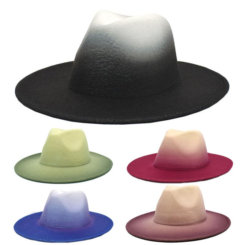 

Wide Brim Hats Winter Autumn Imitation Woolen Women Men Ladies Fedoras Top Hat Jazz Caps European American Round Wool Fedora Bowler, Black