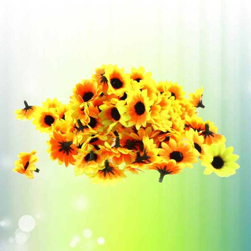 

100pcs Lifelike Artificial Sunflower Heads Home Party Decorations Props (Yellow