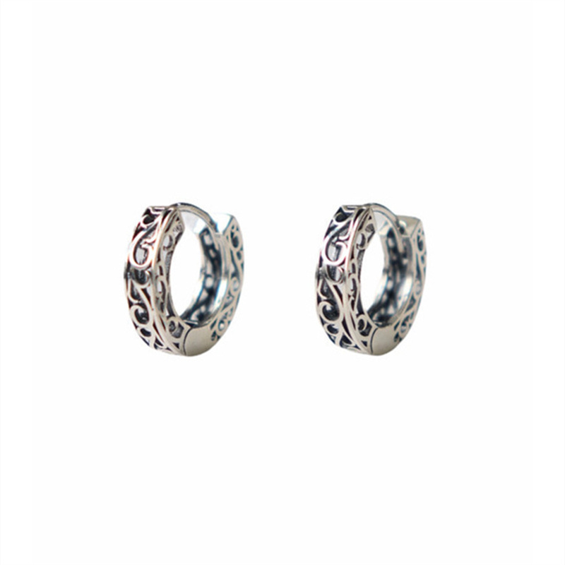 South Korean Niche Design Ins Stud Advanced Carved Hollow Earrings Stacking Recommended Fashion All-Match Jewelry Accessories-image-744760171
