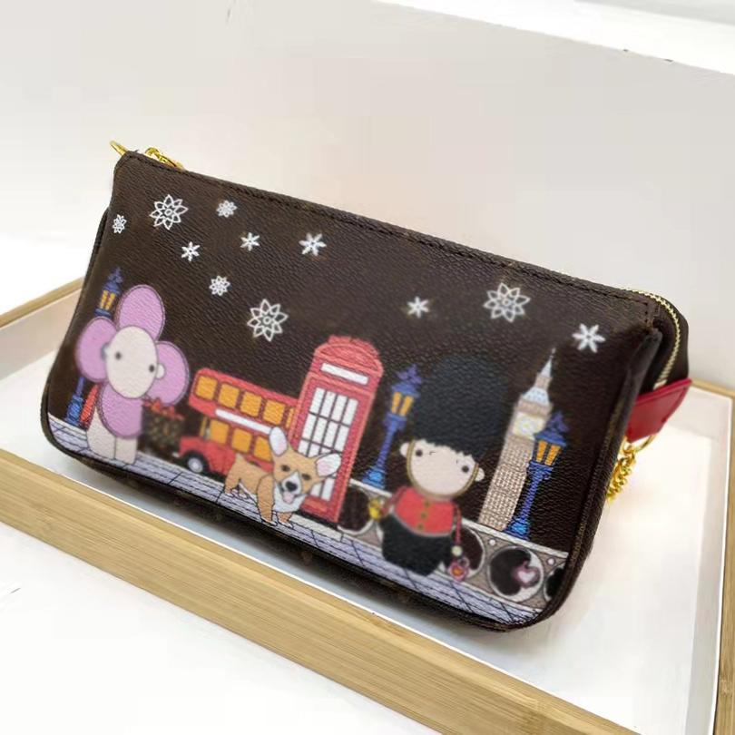 

Luxury Designer Women Evening Bags Paris Classic Printed Christmas Series Cartoon Graffiti Flower Printed Pouch Crossbody Shoulder Handbag
