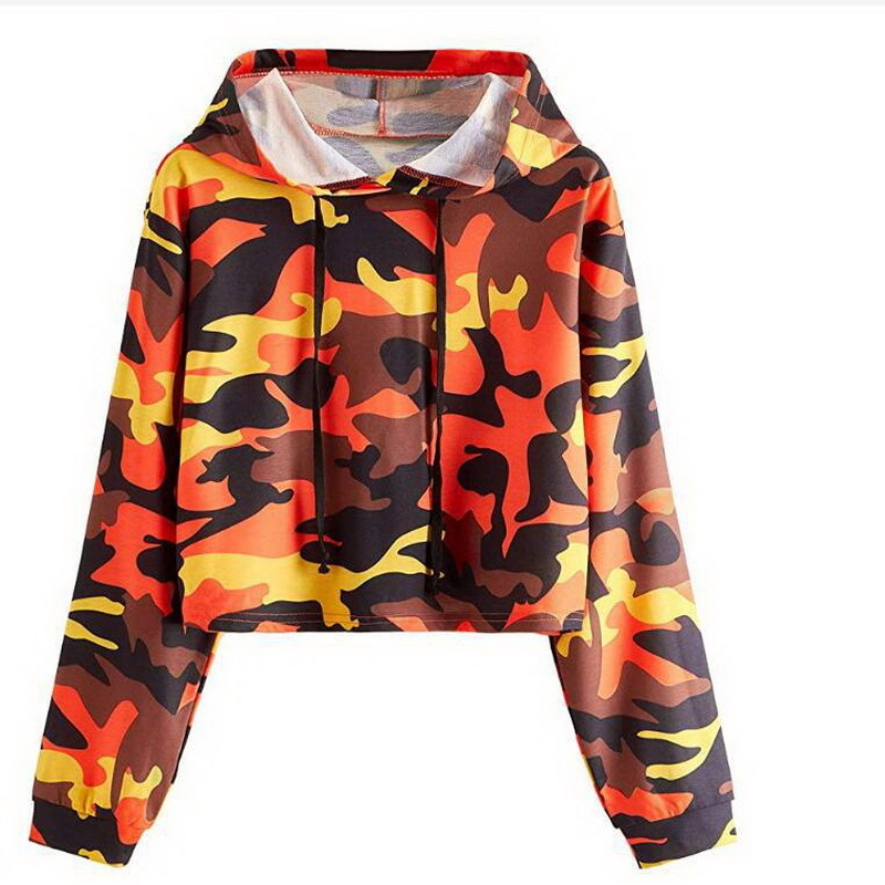 

2021 New Spring Autumn Camo Print Long Sleeve Hoodies Casual Short Hooded Women Sweatshirt Z9sb, 01
