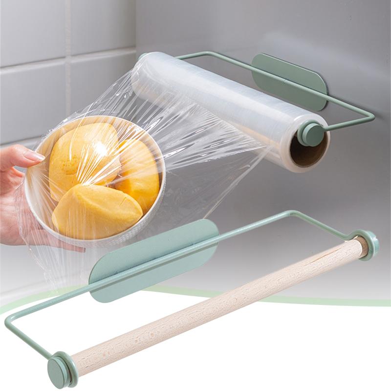 

Toilet Paper Holders 28cm Kitchen Towel Rack Wrought Iron Wall-Mounted Oil-Absorbing Cling Film Free Perforated Rag Roll Storage