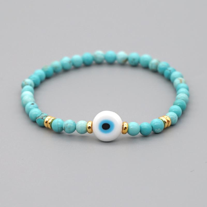 

Go2Boho Green Eye Braclets Natural Stone Beaded Bracelets Turkish Evil Eye Bracelet for Couple Women Men Jewelry 2021 Bangles, Black