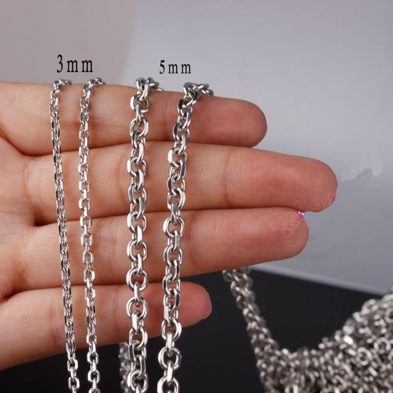 3/4/5mm Stainless steel Square Box Rolo chain Necklace Men jewelry 18''-32''
