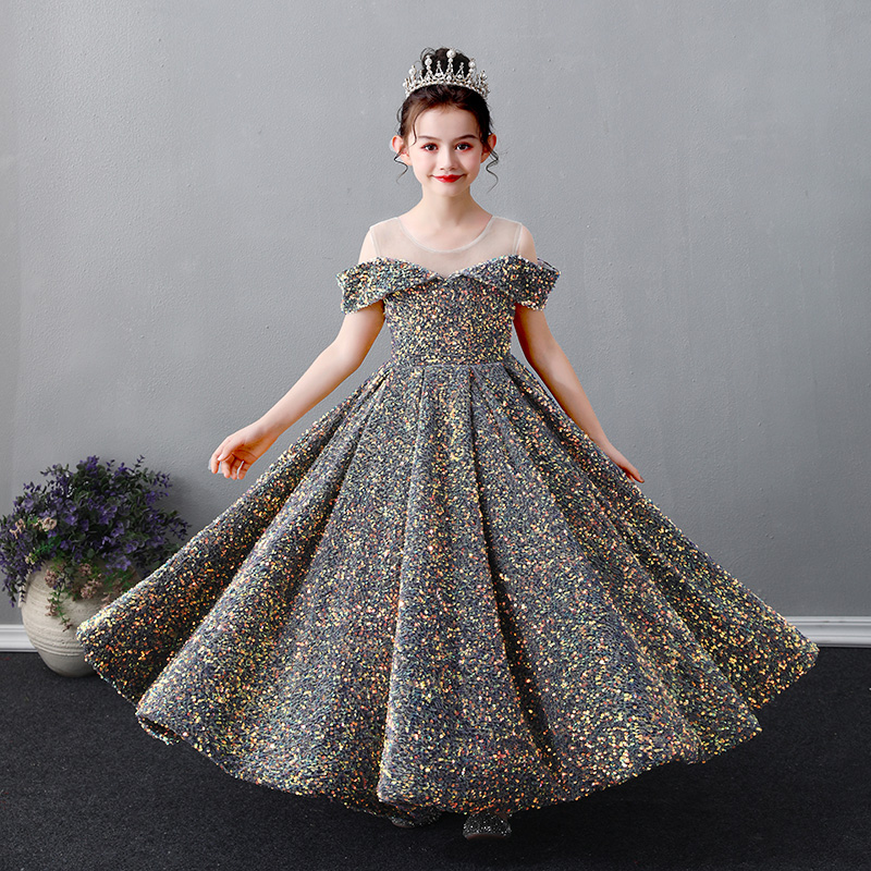 

Sequin Lace Little Baby Girls Princess Flower Girl Dresses for Wedding Birthday Party Long Gown Formal Pageant Gowns Junior Bridesmaid Clothes, Same as image