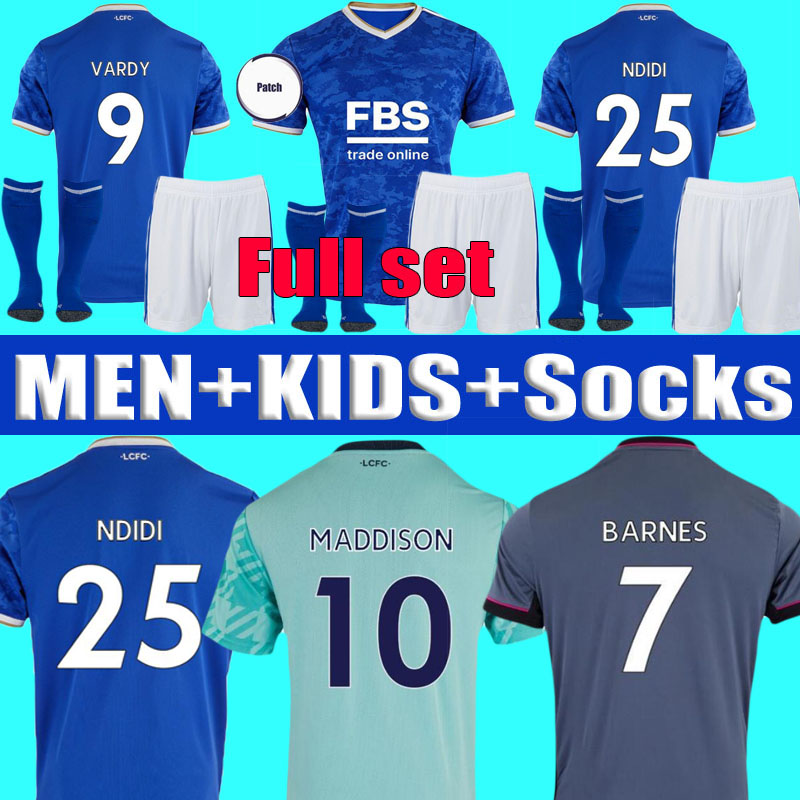 

21 22 CiTy Home soccer jerseys men kids kits 20212022 fans Player version VARDY MADDISON TIELEMANS NDIDI maillot de football shirt, Fans version 21/22away jersey