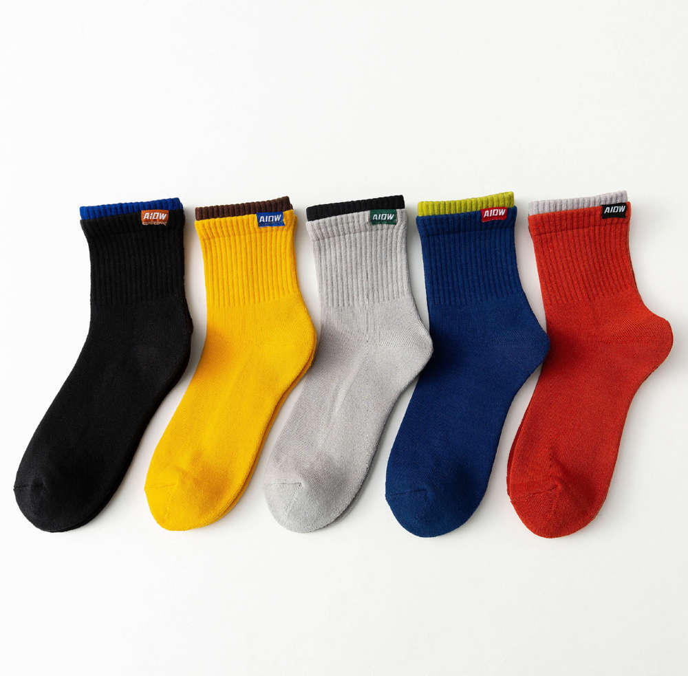 

sports terry men's double rib odor proof cotton Socks, Black