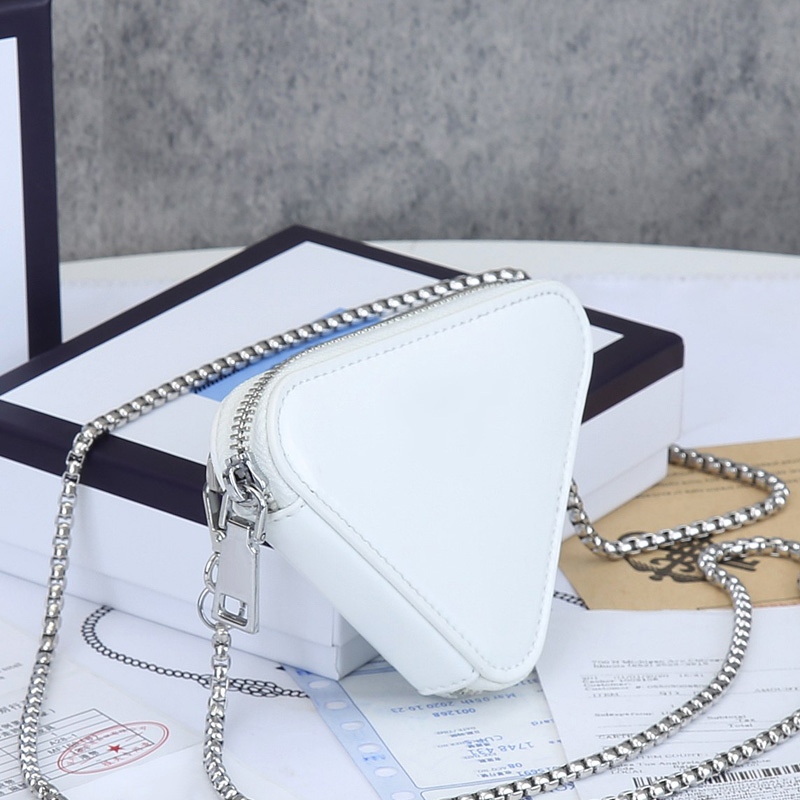 

5 Colors Mini Triangle Purse Ladies Designer Bag Black Beige White Green Silver Luxury Handbags Leather Crossbody Bags PD003, Customize