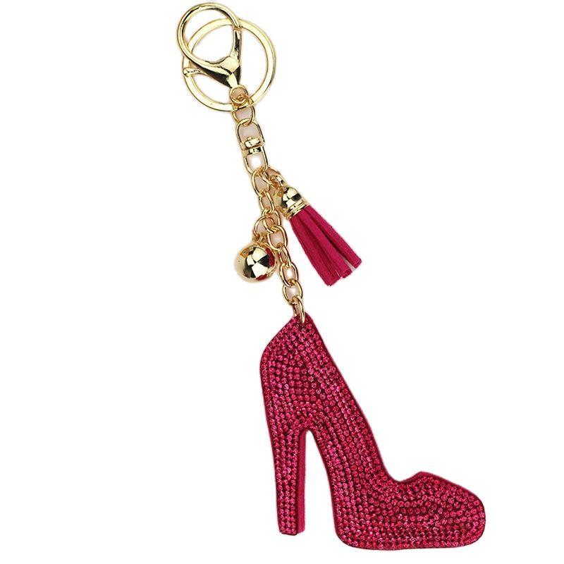 

Keychains Trendy High Heel Keychain Full Rhinestone Crystal Keyring Car Key Chain Women Holder Bag Decorative Jewelry Gifts
