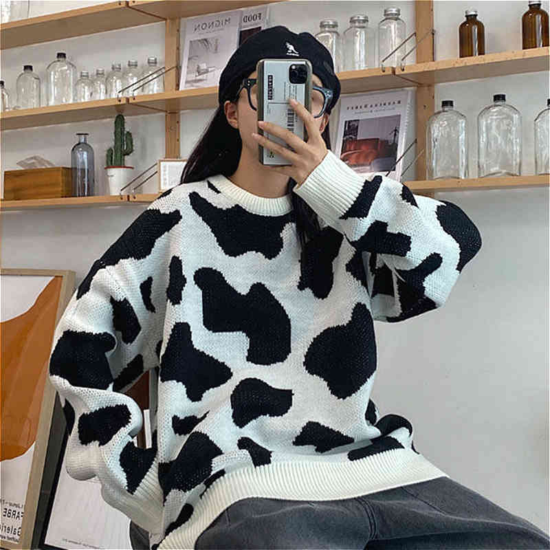 

women's sweaters autumn college girl style nightgown around neck-blocking korean sweater loose wild t4cv, White;black