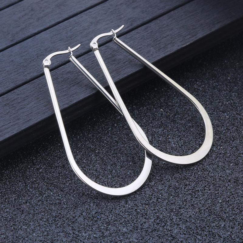 

Hoop & Huggie 1 Pair Titanium Steel Earring Smooth Elliptical Earrings Loud Party And Nightclubs Loop For Women Jewelry