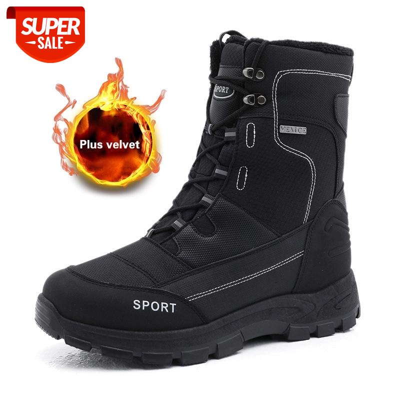 

2020 Winter Fur Snow boots Brand Leather Ankle Snow Waterproof Men Boots Plush Warm Male Casual Boot Sneakers Outdoor Boots #E42M