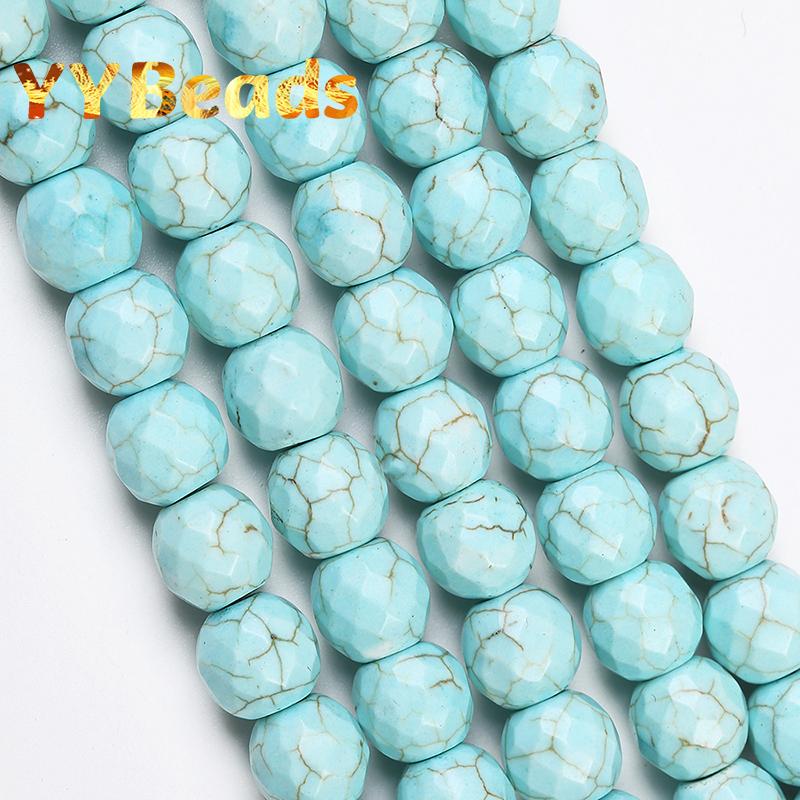 

Other Natural Faceted Blue Turquoises Stone Beads Spacer Loose Charm For Jewelry Making DIY Bracelets Necklaces 4 6 8 10 12mm