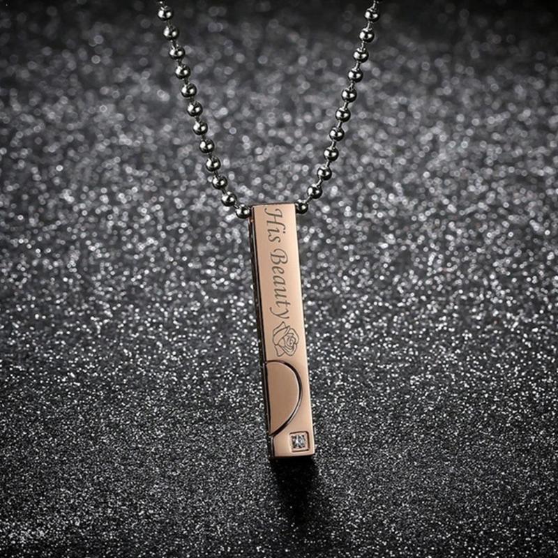 

Chains Couple Letter Necklace Trendy Vertical Bar Pendant Women Party Anniversary Gift Jewelry For Men Valentine's A8H8, Silver