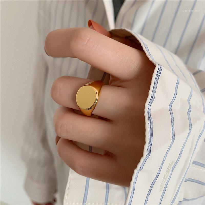 

Wedding Rings Top Quality Gold-plated Smooth Woman Man Stainless Steel Fashion Personality 18k Gold European American Christmas, Slivery;golden