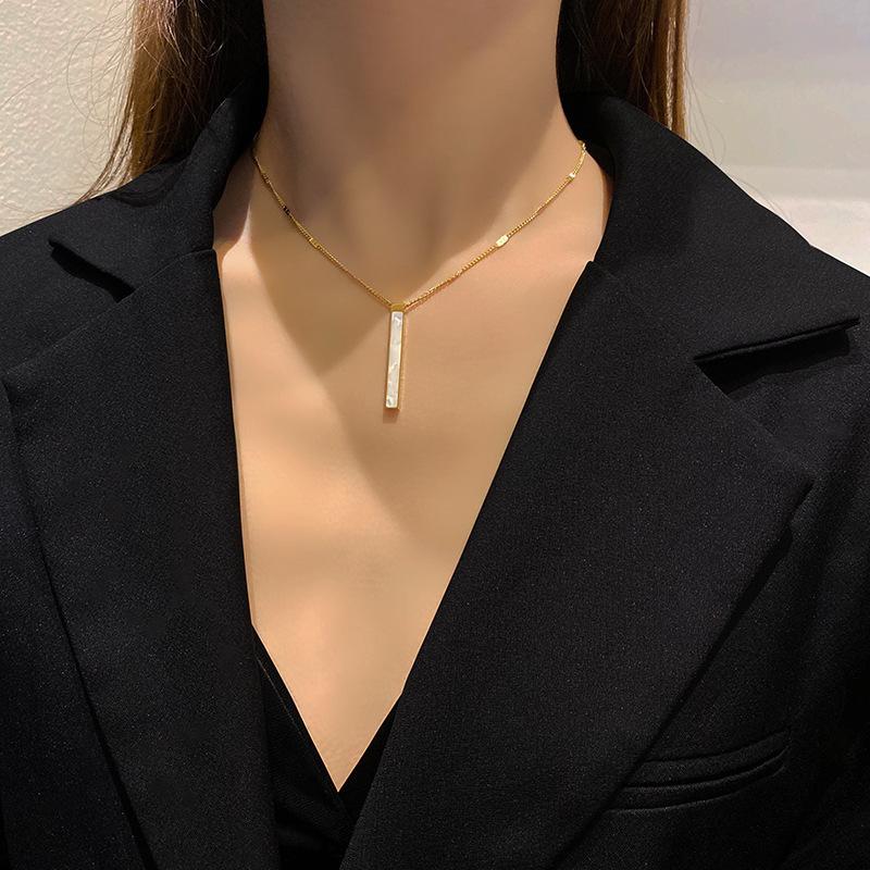 

Pendant Necklaces Gold Plated Shell Stripe Necklace For Women 2021 Jewelry Titanium Steel Luxury Choker Japanese Korean Wholesale, Silver