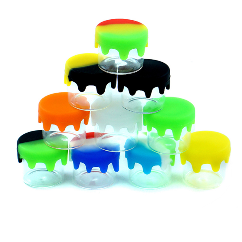 

6 Ml Nonstick Glass Jars Dab Wax Oil Container With Silicone Lid Colorful Food Grade Storage Jar Holder For Vaporizer Vape