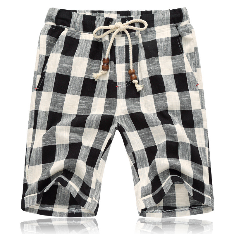 

2021 Summer New Cotton Linen Casual Men Grid Hot Mens Bermudas Comfortable Male Beach Shorts Djs0 Bp5j, Item 310