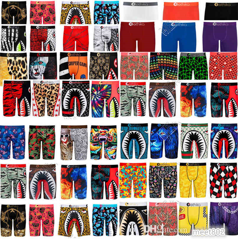 

Brands Mens Ethika Boxer Shorts Designers Underwears Boxers Briefs Catoon Shark Face Mouth Sports Beach Shorts Bathing Swim Trunks 50 colors, F1-f8