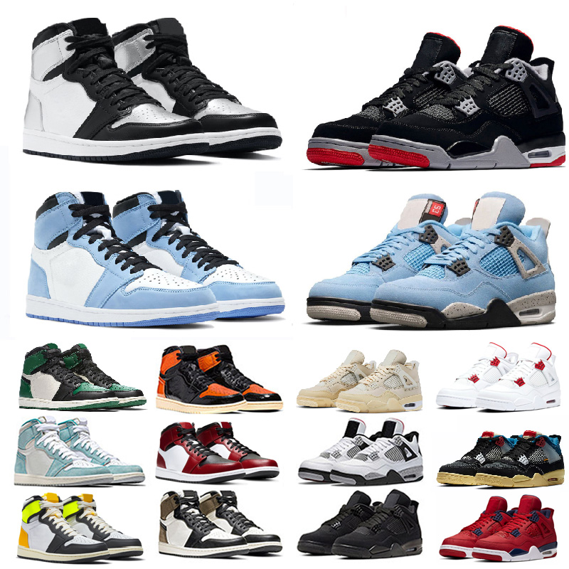 

2021 basketball shoes men women 1s high royal silver toe university blue obsidian cement neon 4s fire red mens athletic sneakers