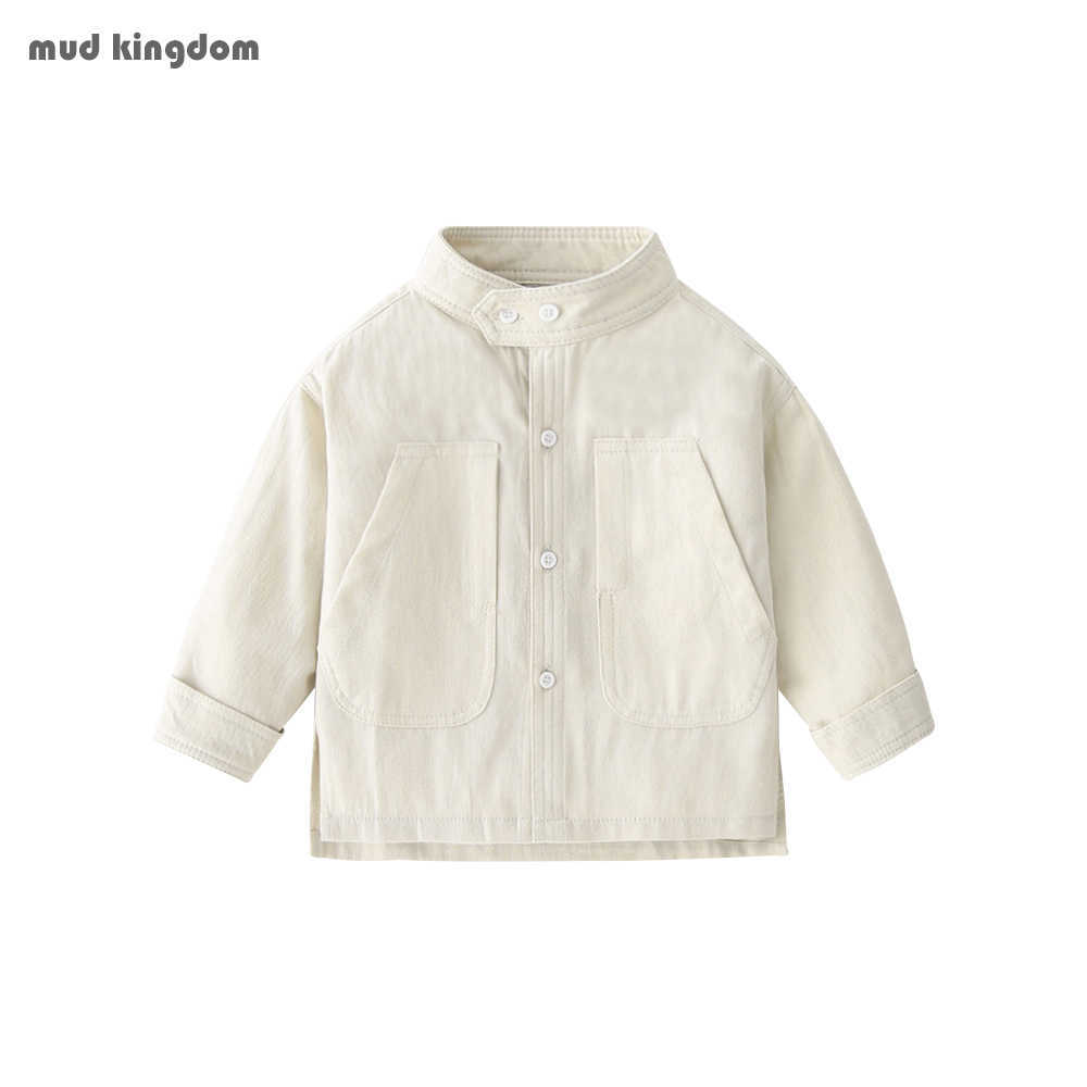 

Mudkingdom Boys Shirts Fashion Solid Big Pocket Boy Children Clothing 2 to 6Years Mock Collar Tops Kids Clothes 210615, Green