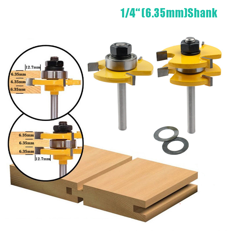 

6.35mm(1/4") Tongue Groove Joint Assembly Router Bit 3/4" Stock Wood Milling Cutter Tool for Wood Working JKXB2103