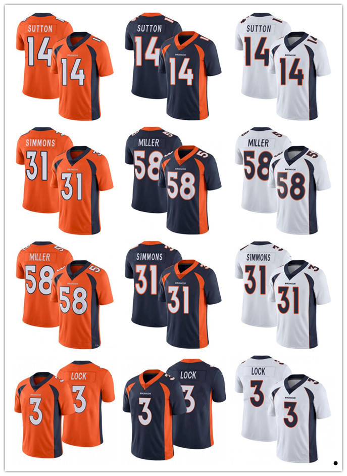 

Men women Youth Denver''Broncos''jersey 58 Von Miller 3 Russell Wilson 14 Courtland Sutton 31 Justin Simmons 66 Dalton Risner Football Jerseys, Color