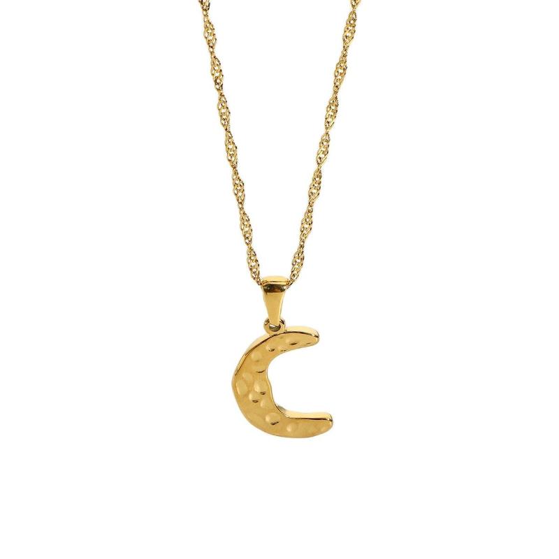 

Pendant Necklaces Fashion Simple Stainless Steel Necklace 18K Gold-plated Hammer Grain Moon Jewelry Women