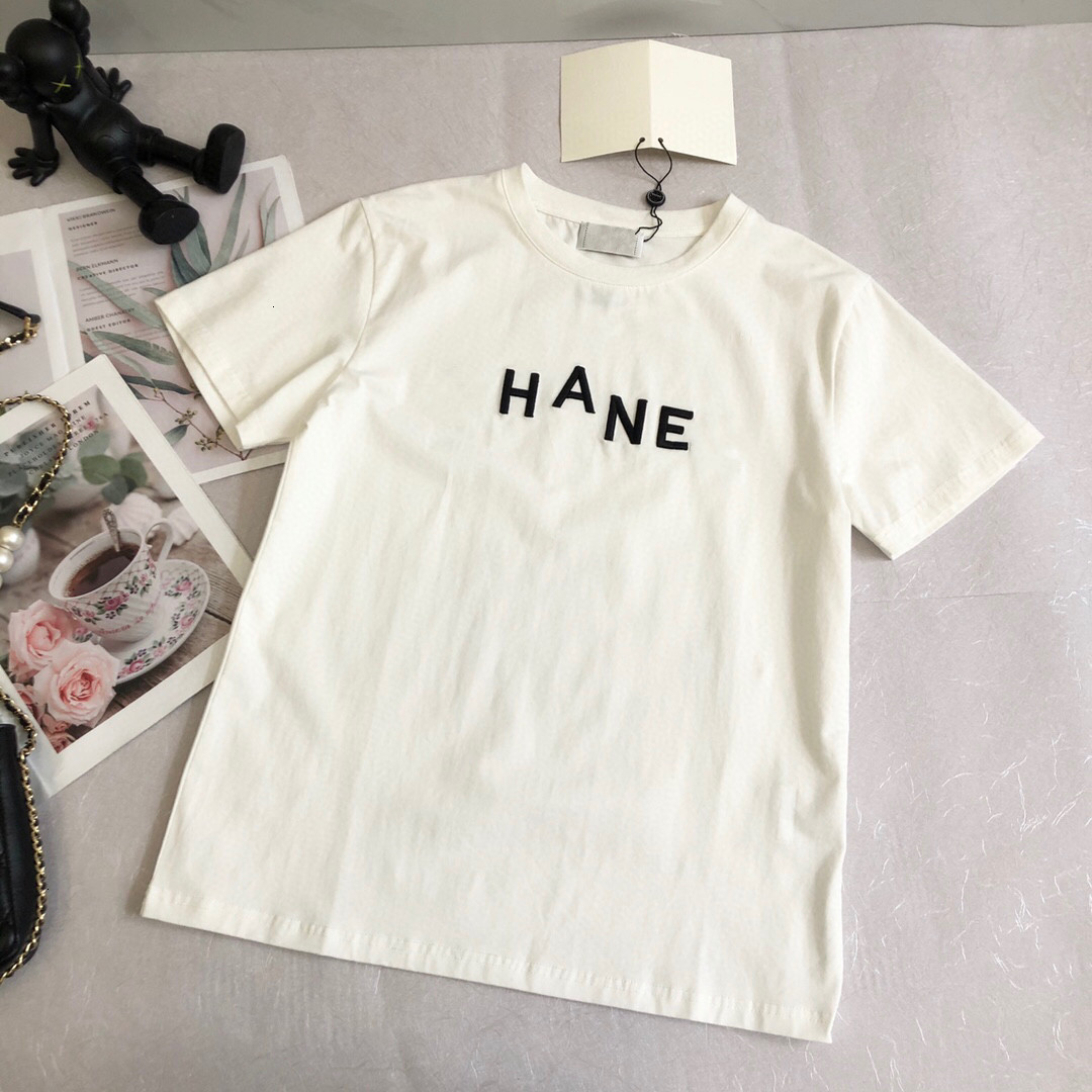 

High Quality Shenzhen Nanyou Women's Clothing 2021 Spring and Summer New Simple Pullover Slim Embroidery Letter T-shirt Short SleeveYJY, White