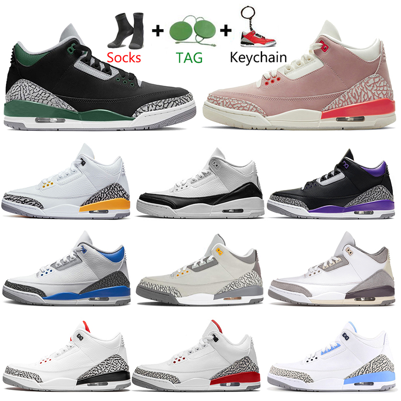

Jumpman 3 3s 2022 With Socks Mens Women Pine Green Basketball Shoes 3s Rust Pink Fragment Sports Sneakers Georgetown Royal Cool Grey Trainers, Item.25 40-47 pit crew
