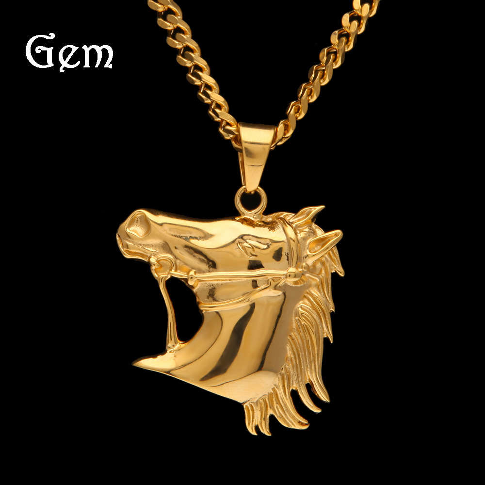 

Stainless steel hip hop animal zodiac horse head pendant fashion men's jewelry