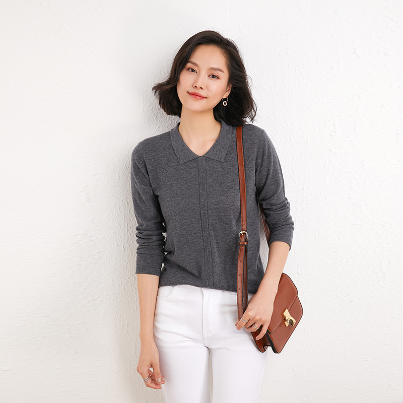 

2021 New Women's Thickening Warm 100% Cashmere Merino Wool Knitting Jumper Female Autumn Winter Long Sleeve Sweater L128, Gray
