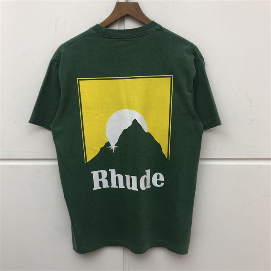 

2021 New Cinza Verde Camisa Masculina Mulher 1:1 Lavado Fazer Velho T-shirts Estilo Vero Moda Alta Qualidade Rhude Topo t Qeiy