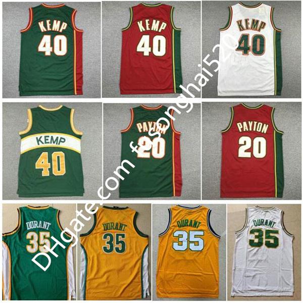 

Men Sports Shirt Detlef Schrempf White Green Red The Glove Gary Payton Vintage Reign Man Shawn Kemp Kevin Durant Allen Basketball Jersey, Black;red