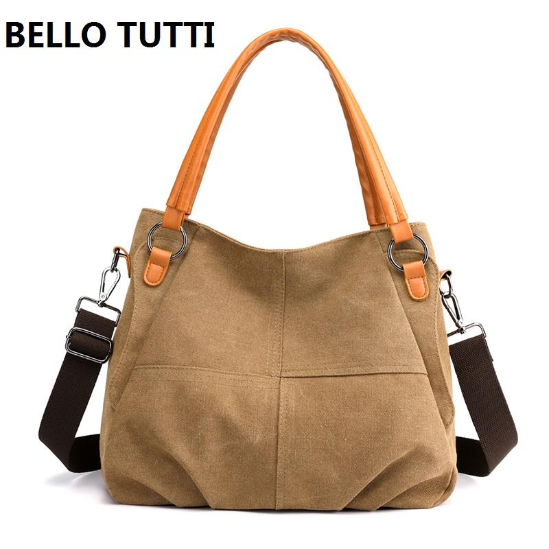 

BELLO TUTTI Travel Handbag Women 2021 Autumn/ Winter New large-capacity canvas bag Solid simple casual bag Single shoulder, 1988-4