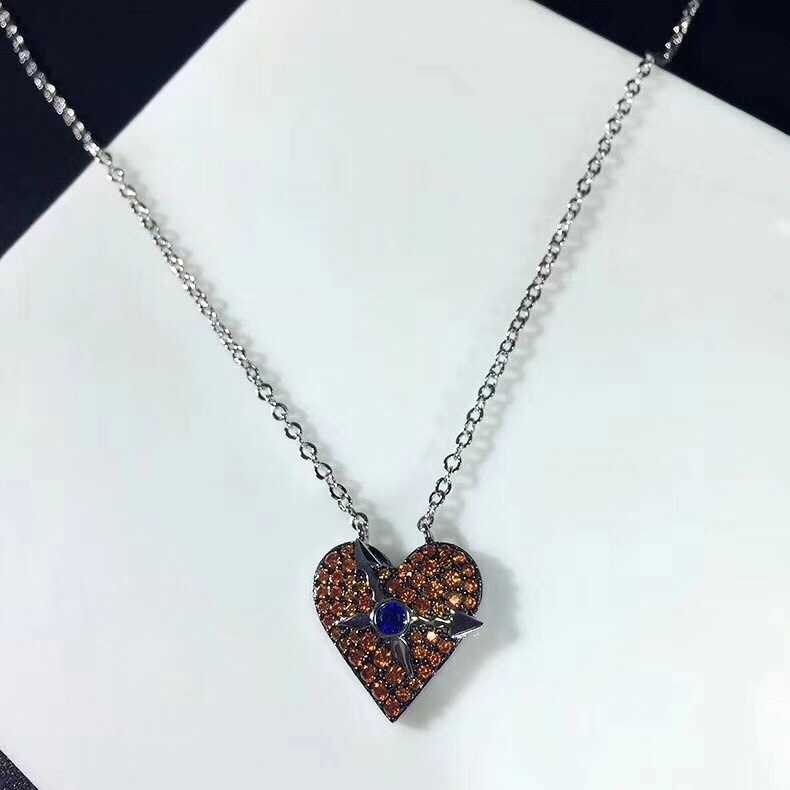 

HEF jewelry original Solitaire clock clavicle chain female personality Heart Pendant Necklace 925 Silver