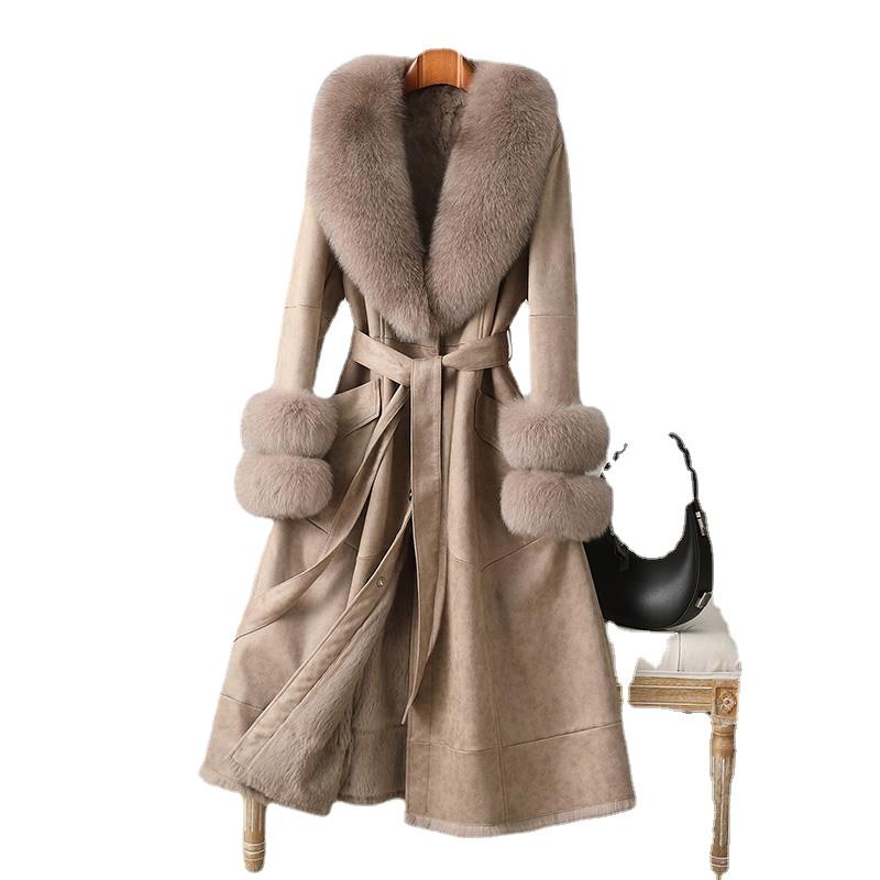 

Women's Wool & Blends Double Sided Tweed Coat Medium And Long Large Collar Autumn Winter Fashion Slim Over Knee Luxury, Black