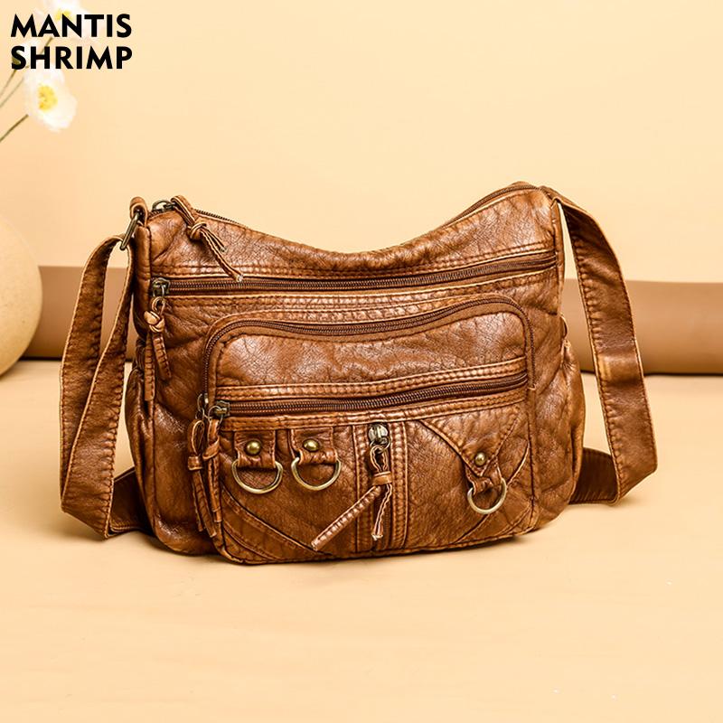 

Evening Bags 2021 Trend Crossbody Bag For Women Multi-pocket Shoulder Large Capacity Shopper Soft PU Leather Messenger