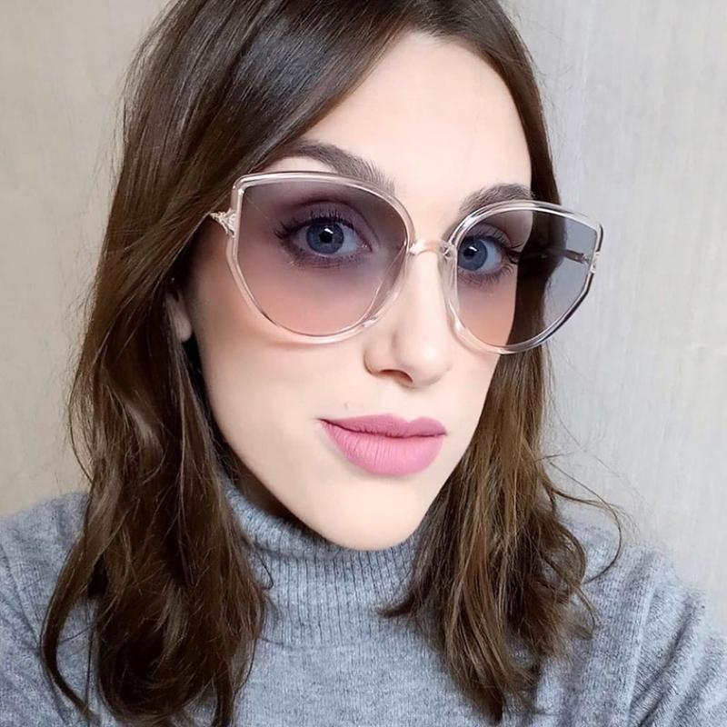 

Sunglasses 2021 Fashion Big Frame Cat Eye Women Brand Vintage Colorful Sun Glasses Female Irregular Shades Oculos Feminino
